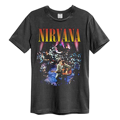 Nirvana Amplified Collection - Unplugged in New York Men T-Shirt Charcoal L, 100% Cotton, Regular