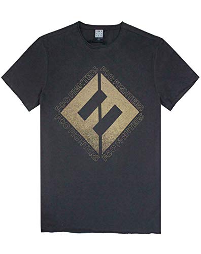Official Amplified Foo Fighters Concrete and Gold Mens T-Shirt, Charcoal, Small
