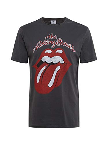AMPLIFIED ROLLING STONES VINTAGE TONGUE MEN'S CHARCOAL T-SHIRT, Charcoal, Size=2XL