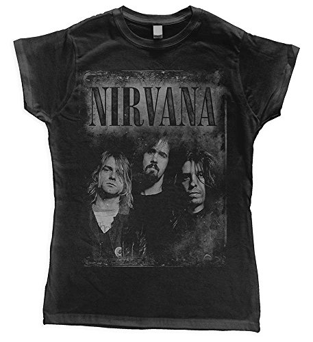 Nirvana Faded Faces Women's T-Shirt Black Band Merch, Bands