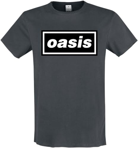 Amplified Oasis Logo Unisex T-Shirt Cotton Charcoal Music Top -3XL