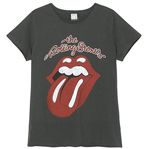 Amplified Rolling Stones Vintage Tongue Womens T-Shirt, Charcoal, XL