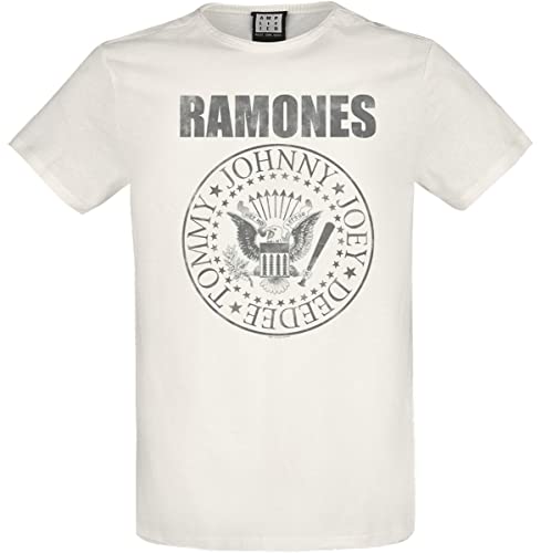 Amplified Ramones 'Vintage Shield' (Natural) T-Shirt (xx-Large) Clothing Off-White