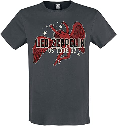 Amplified Led Zeppelin US Tour 77 Icarus Unisex T-Shirt, Charcoal Grey, XXL