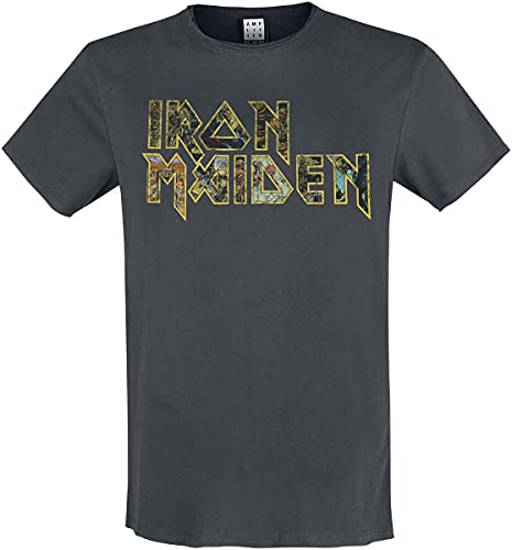 IRON MAIDEN / Iron Maiden Eddies Logo Amplified Vintage Charcoal X Large T Shirt